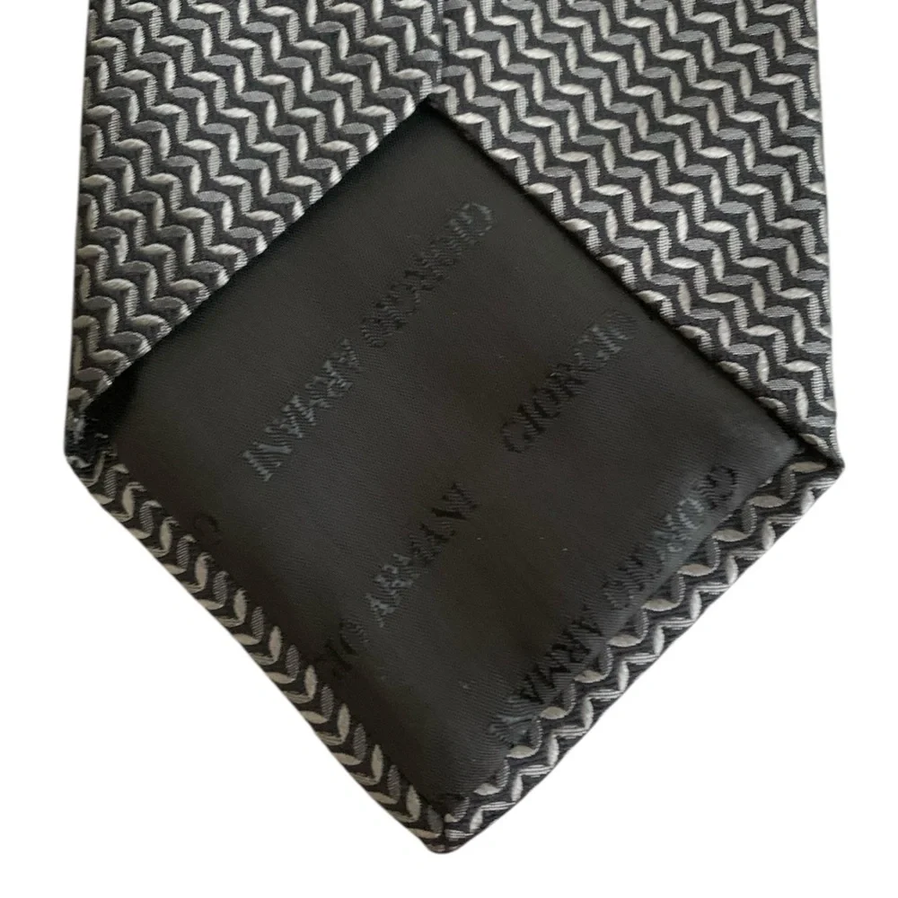 Giorgio Armani Collezioni Black White Geometric Pattern Necktie Italy Made VTG